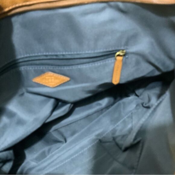 Fossil Madison Black Striped Canvas Tote Bag Purse Hand Bag top zip - Picture 12 of 12